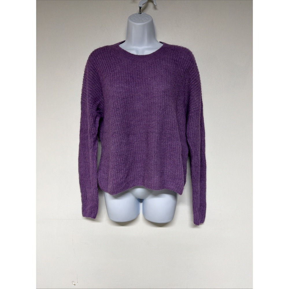 Madewell Purple Knit Pullover Sweater Women Size M Crew Neck Alpaca 01647OZ
